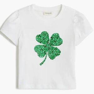 NWT J Crew Girls' Green clover graphic tee 18-24 mo Sold Out! 🍀